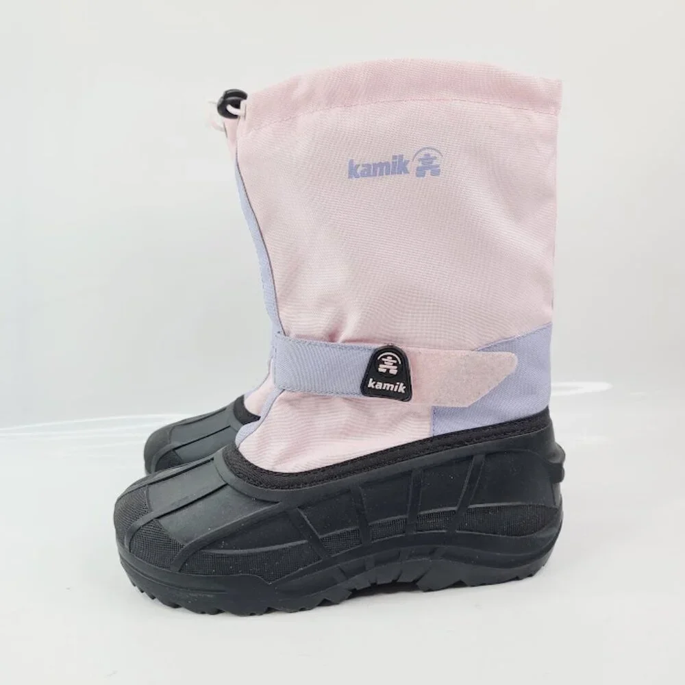 Kamik‎ Girl's Black Pink Mid-Calf Outdoor Winter Snow Boots Size US 5